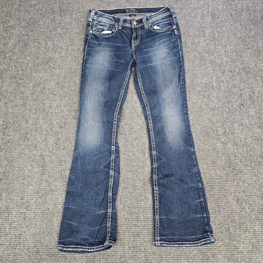 Silver Jeans Aiko Bootcut Womens 29x33 Dark Wash Thick Stitch Flap Pocket